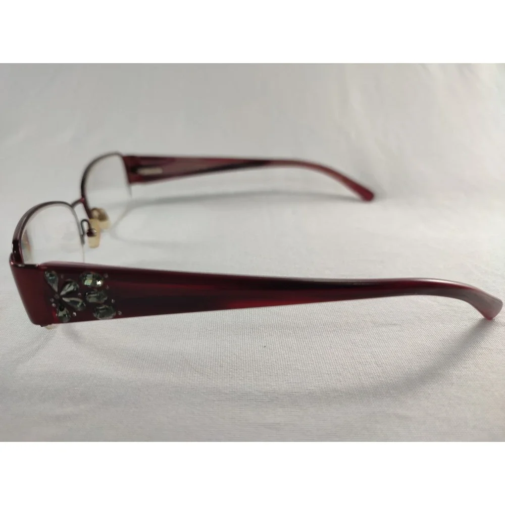 Vera Wang Ronce BU Burgundy Crystal Embellished Eyeglass Frames 54-16-137 + Case